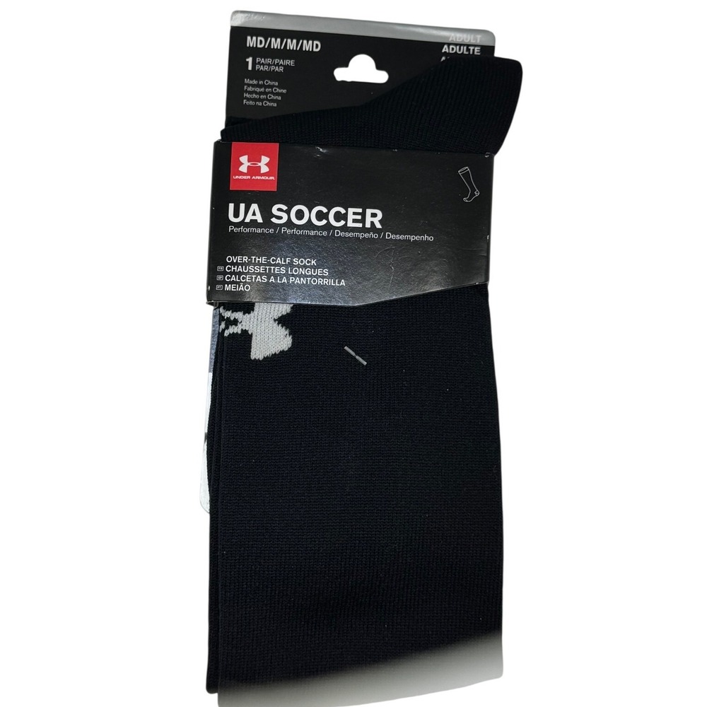 NWT Under Armour UA Soccer Socks Adult Medium Black Over-The-Calf - 1 pair